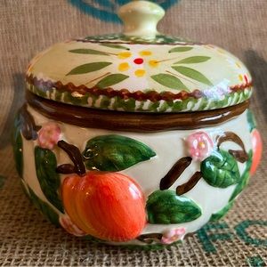 Claire Burke Peaches and Dreams Lidded Ceramic Jar